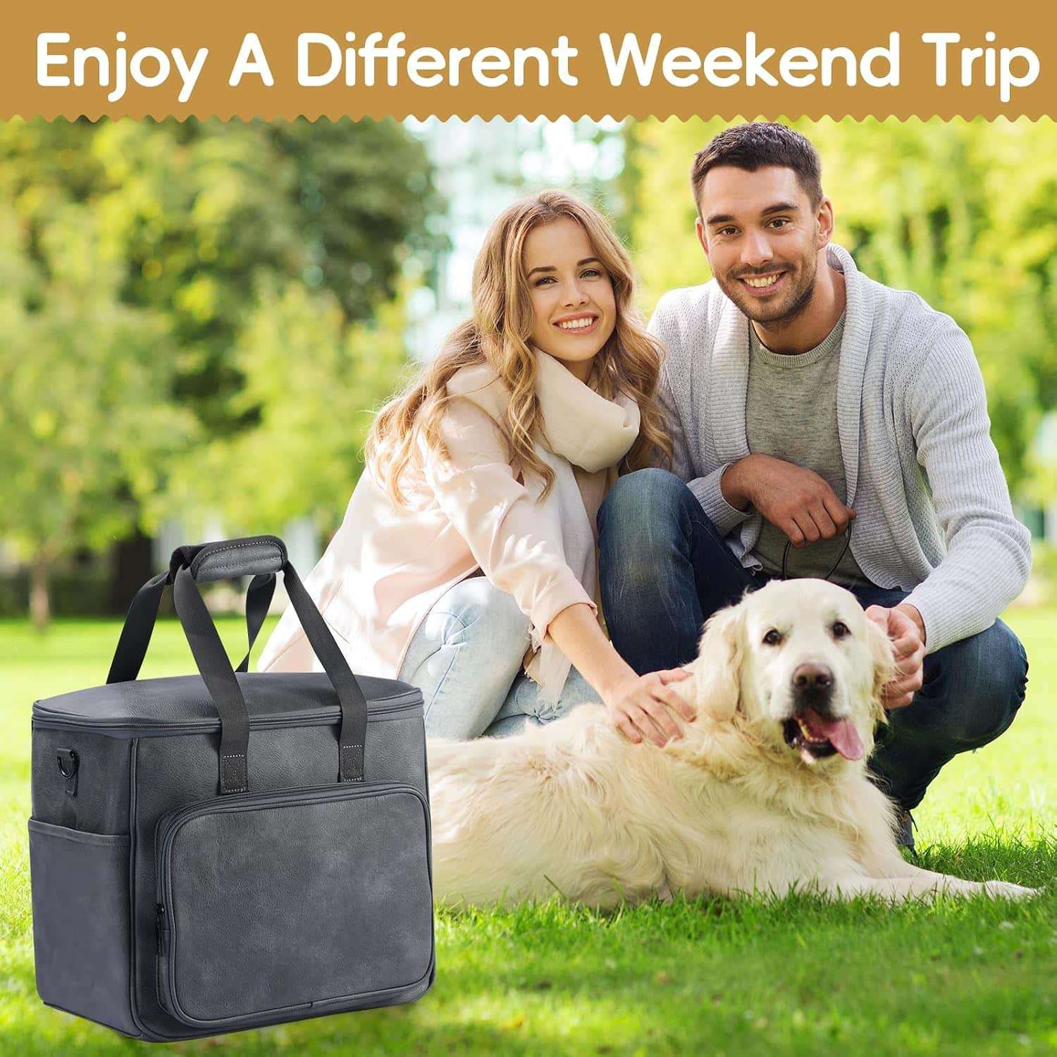Bolsa de viaje de cuero para perros y gatos. Bolso de mano aprobado por aerolíneas con bolsillos multifunción.