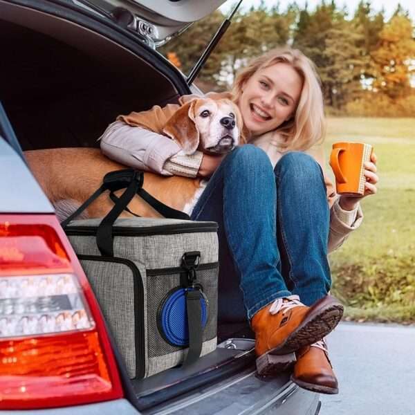 Bolsa de viaje para perros y gatos. Kit de 6 piezas con cuencos plegables, contenedores de comida y otros accesorios.