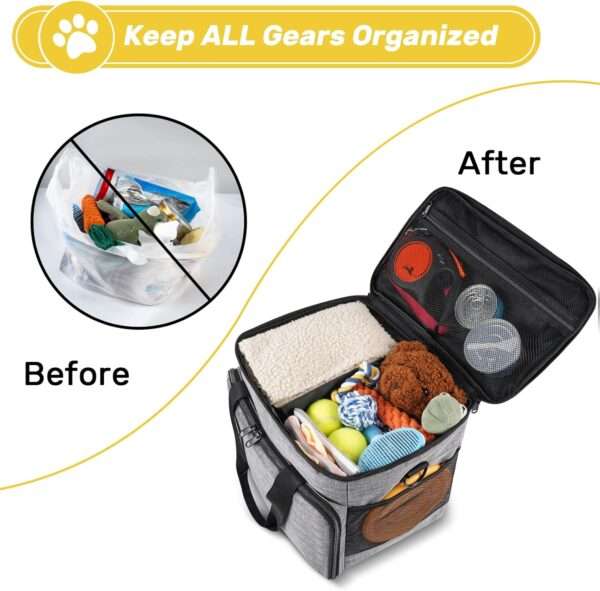 Bolsa de viaje para perros y gatos. Kit de 6 piezas con cuencos plegables, contenedores de comida y otros accesorios.