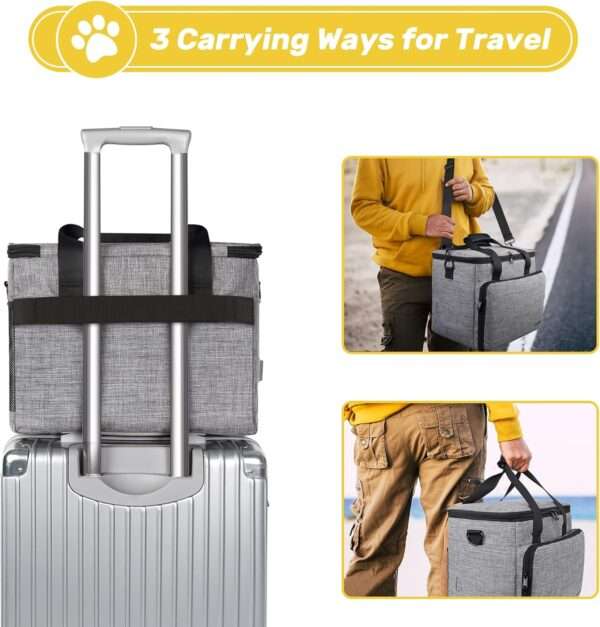 Bolsa de viaje para perros y gatos. Kit de 6 piezas con cuencos plegables, contenedores de comida y otros accesorios.