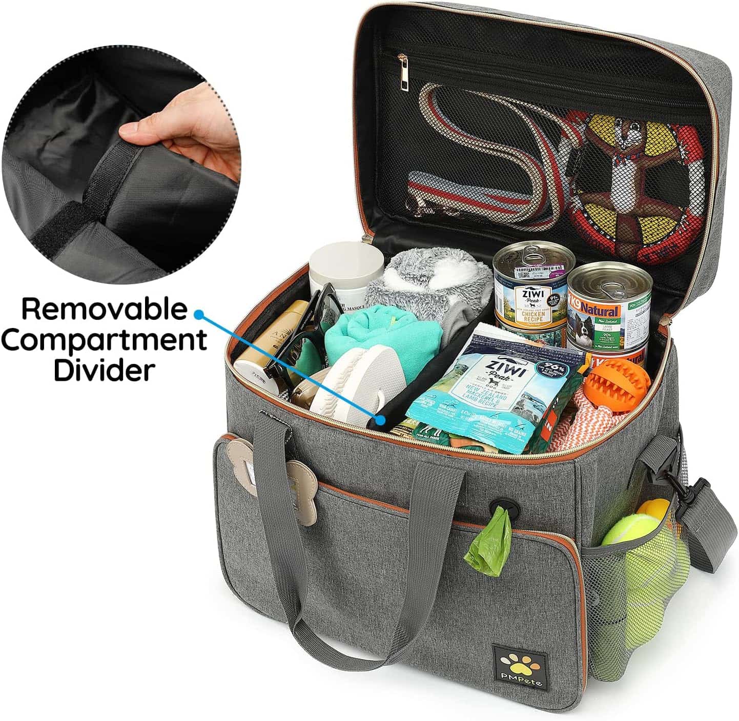 Bolsa de viaje multifuncional para perros y gatos, ideal para escapadas de fin de semana.