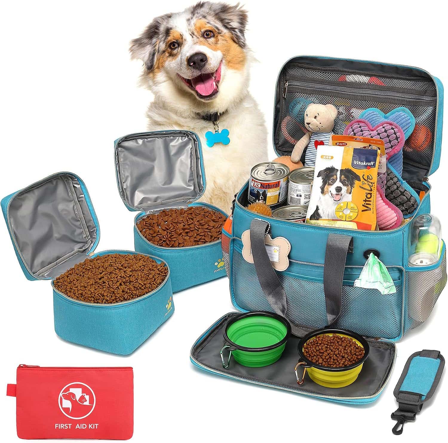Bolsa de viaje multifuncional para perros y gatos, ideal para escapadas de fin de semana.