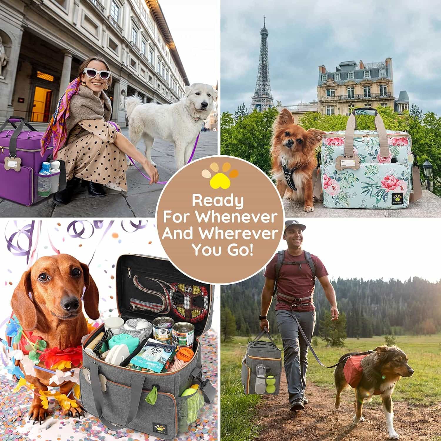Bolsa de viaje multifuncional para perros y gatos, ideal para escapadas de fin de semana.