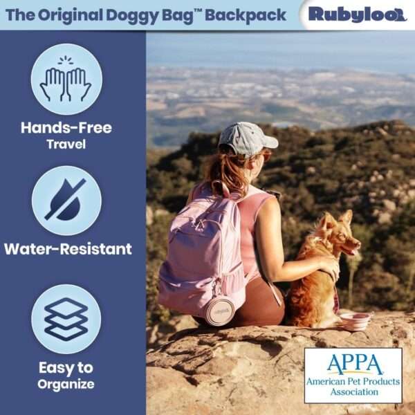 Bolsa de viaje para perros y gatos. Mochila organizadora con dos cuencos plegables y contenedor de comida.