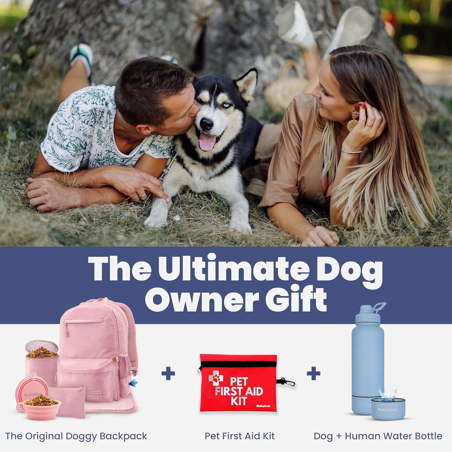 Bolsa de viaje para perros y gatos. Mochila organizadora con dos cuencos plegables y contenedor de comida.