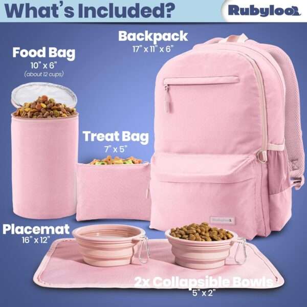 Bolsa de viaje para perros y gatos. Mochila organizadora con dos cuencos plegables y contenedor de comida.