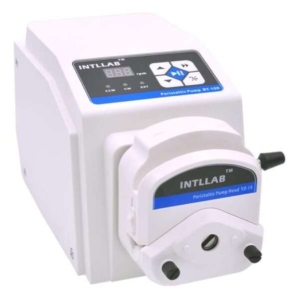 Bomba peristáltica BT100 para uso en clínicas y laboratorios veterinarios.