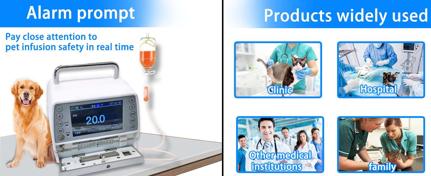Bomba de infusión veterinaria portátil de alta precisión con pantalla LCD.