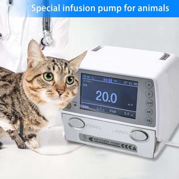 Bomba de infusión veterinaria portátil de alta precisión con pantalla LCD.