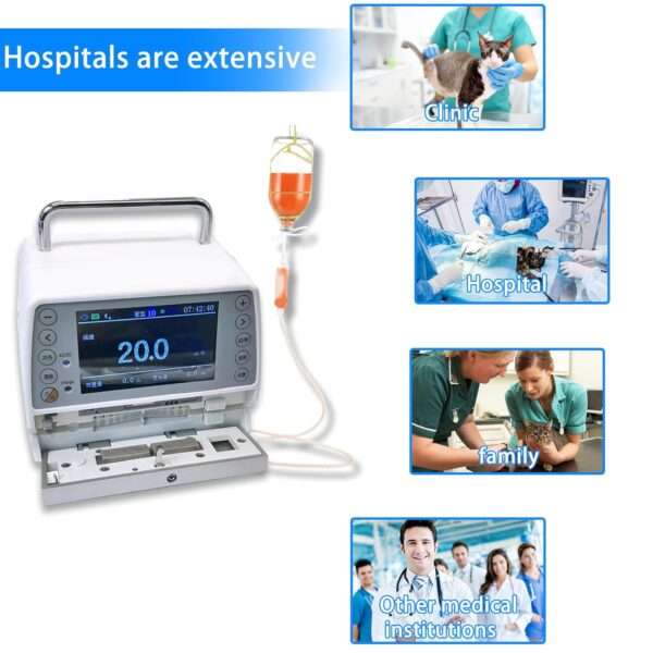 Bomba de infusión veterinaria portátil de alta precisión con pantalla LCD.