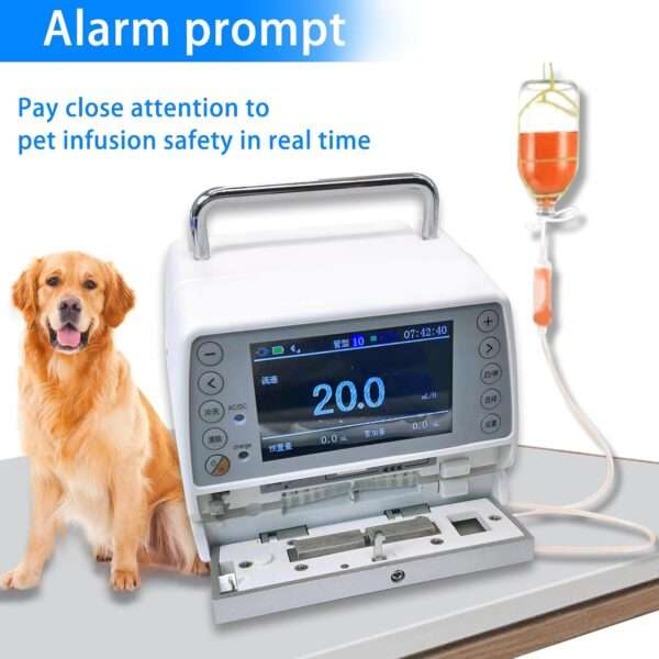 Bomba de infusión veterinaria portátil de alta precisión con pantalla LCD.