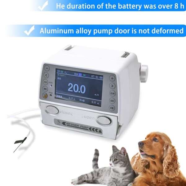Bomba de infusión veterinaria portátil de alta precisión con pantalla LCD.