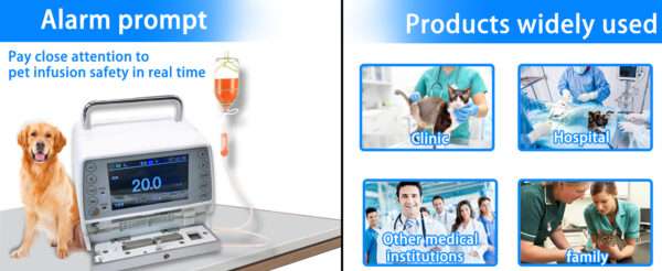 Bomba de infusión veterinaria portátil de alta precisión con pantalla LCD.