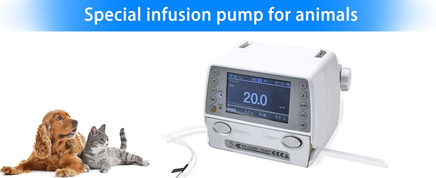 Bomba de infusión veterinaria portátil de alta precisión con pantalla LCD.