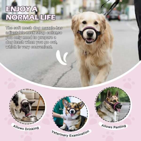 Bozal suave y transpirable para perros de distintos tamaños.