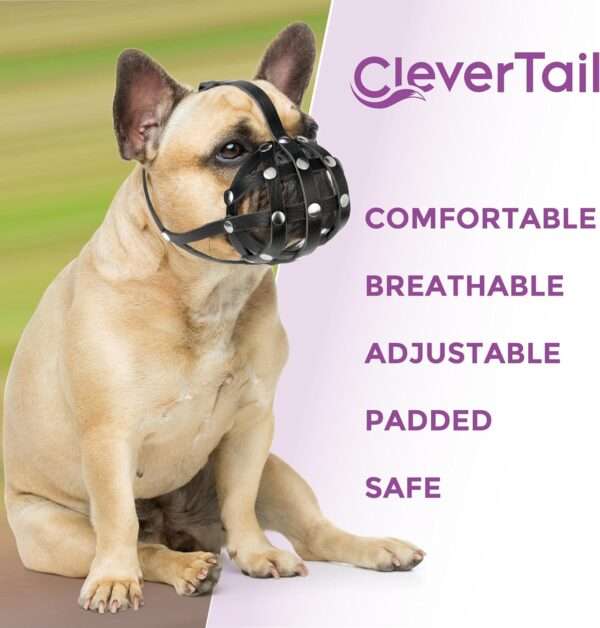 Bozal de cuero suave para perro de hocico chato, ideal para razas como el bulldog y pug.