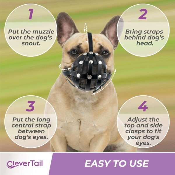 Bozal de cuero suave para perro de hocico chato, ideal para razas como el bulldog y pug.
