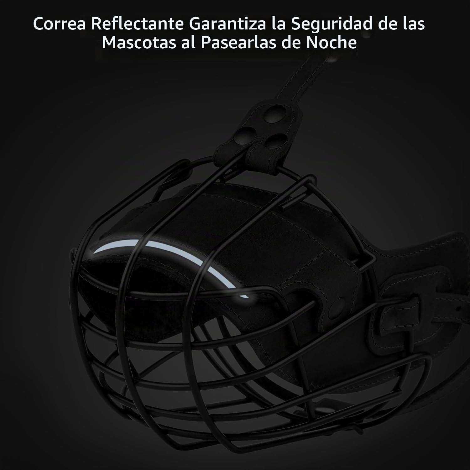 Bozal de cesta de metal para Pitbull. Es un bozal que permite jadear y beber.