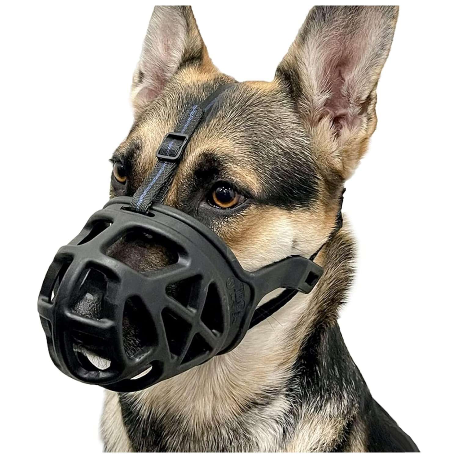 Bozal de cesta para perros grandes. Es un bozal antimordidas, ideal para entrenamiento.