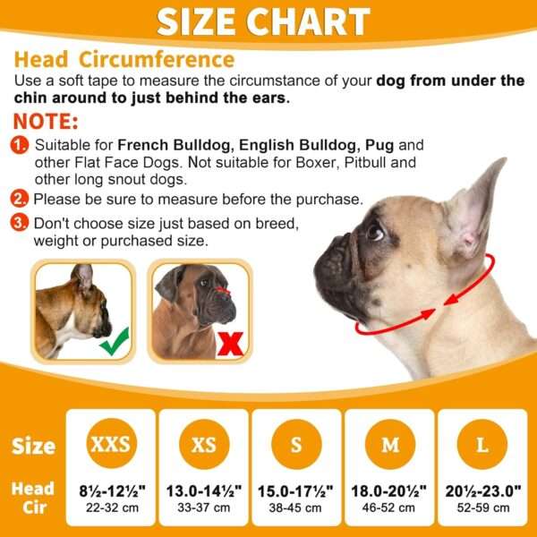 Bozal de malla transpirable para perros de hocico chato, ideal para razas como el bulldog y pug.