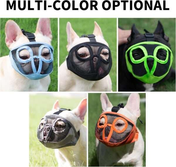Bozal de malla transpirable para perros de hocico corto, como bulldogs o pugs.