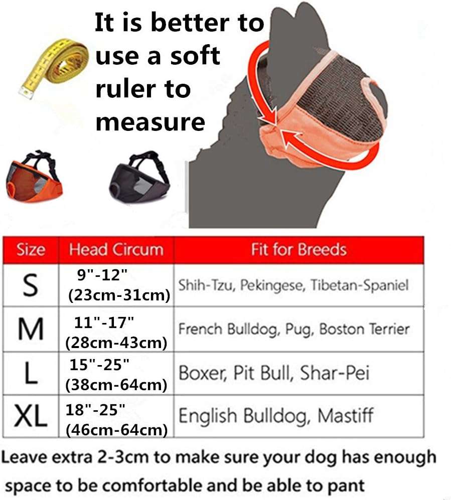 Bozal de malla transpirable para perros de hocico corto, como bulldogs o pugs.