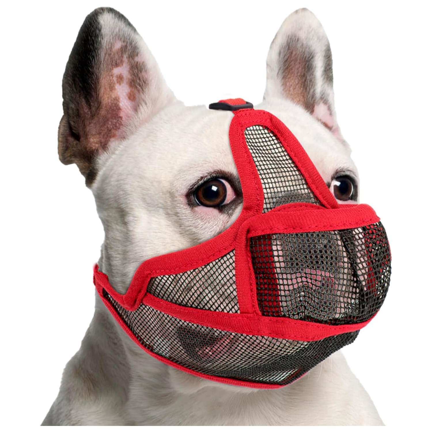 Bozal de malla para perros de hocico corto, como Bulldog Francés. Es un bozal transpirable.