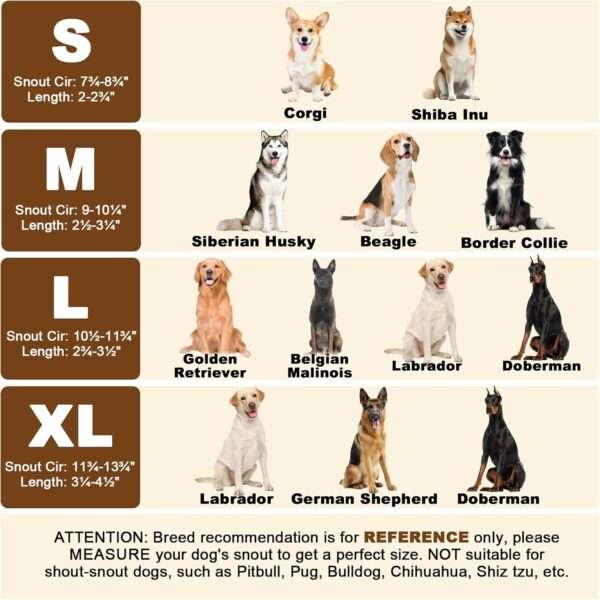 Bozal de PVC vinilo resistente y transpirable para perros grandes.
