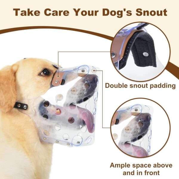 Bozal de PVC vinilo resistente y transpirable para perros grandes.