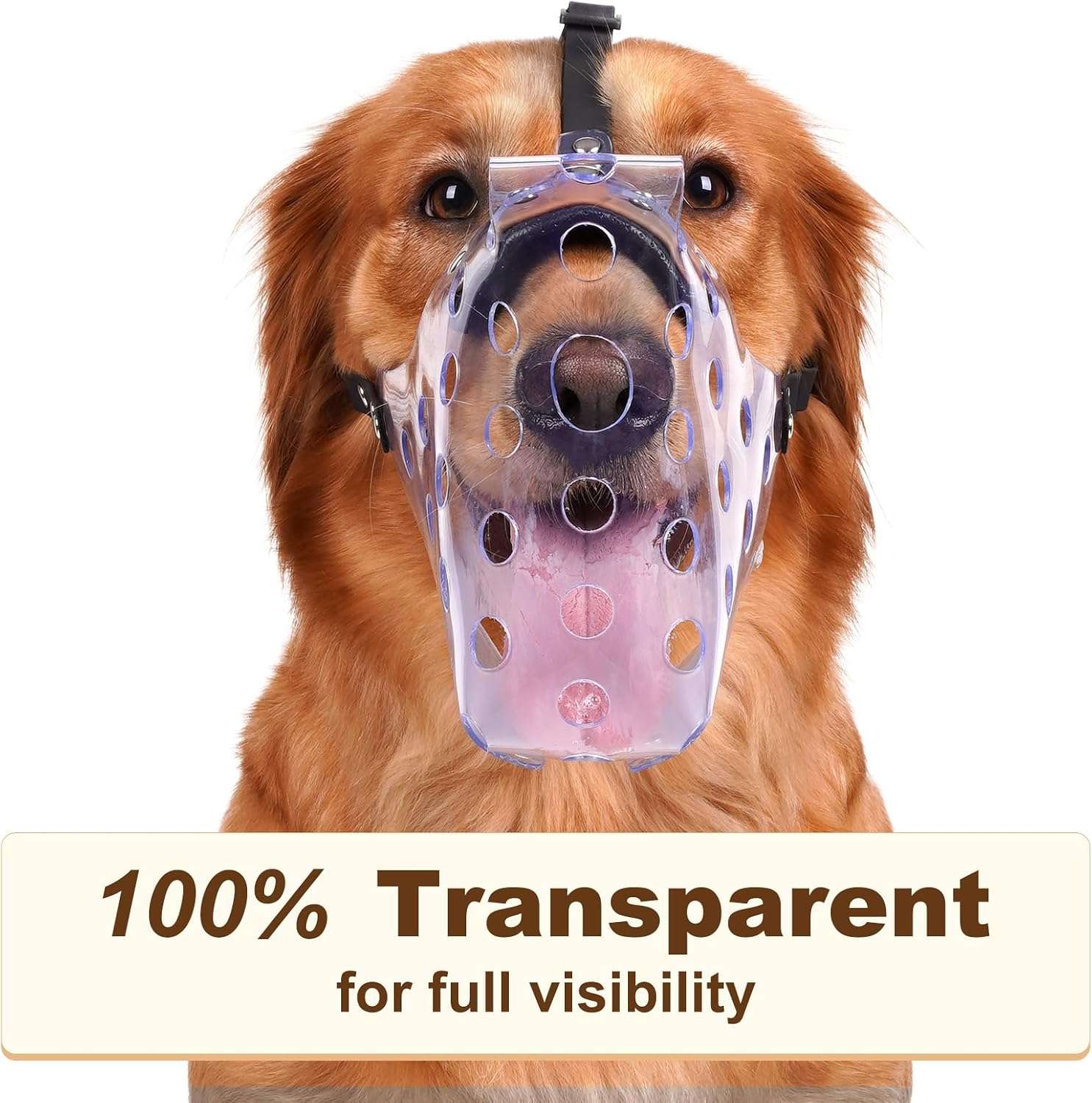 Bozal de PVC vinilo resistente y transpirable para perros grandes.