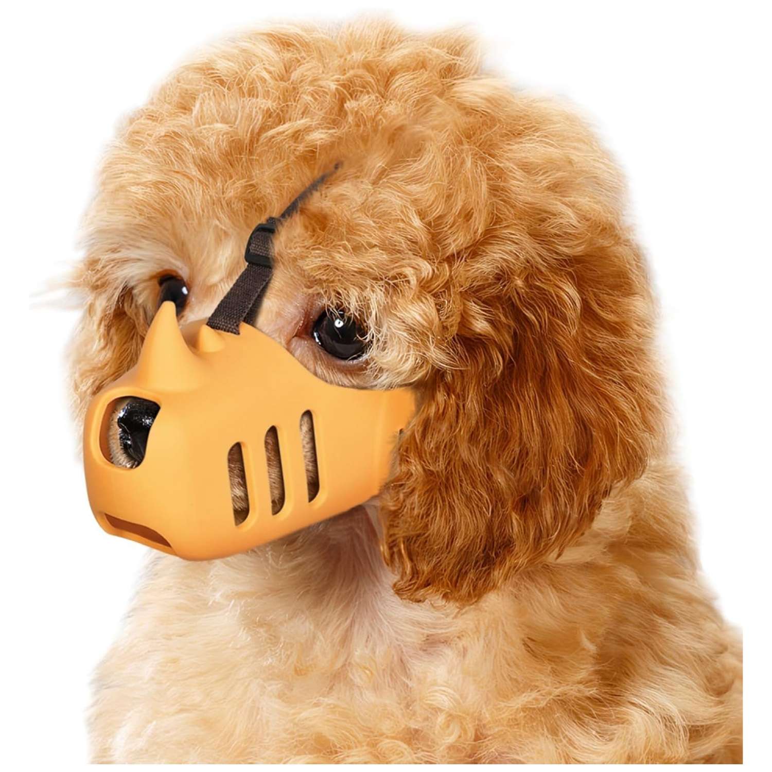 Bozal de silicona suave con diseño de rinoceronte para perros.