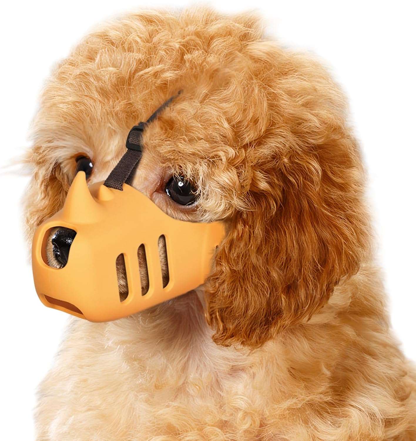Bozal de silicona suave con diseño de rinoceronte para perros.