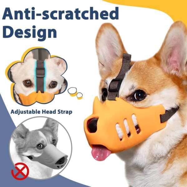Bozal de silicona suave con diseño de rinoceronte para perros.