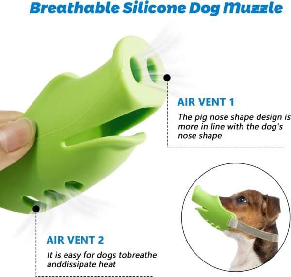 Bozal de silicona suave para perros pequeños y medianos, como caniches. Es un bozal que permite jadear y beber.