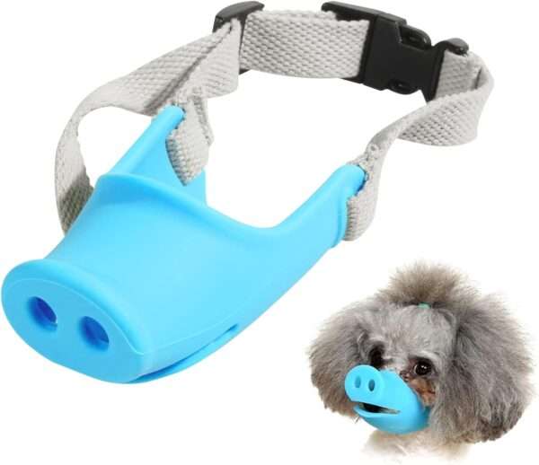 Bozal de silicona suave para perros pequeños y medianos, como caniches. Es un bozal que permite jadear y beber.