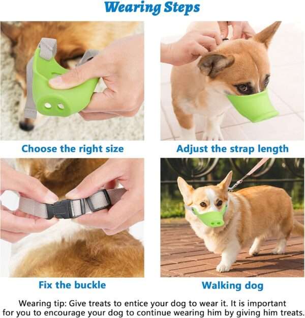 Bozal de silicona suave para perros pequeños y medianos, como caniches. Es un bozal que permite jadear y beber.
