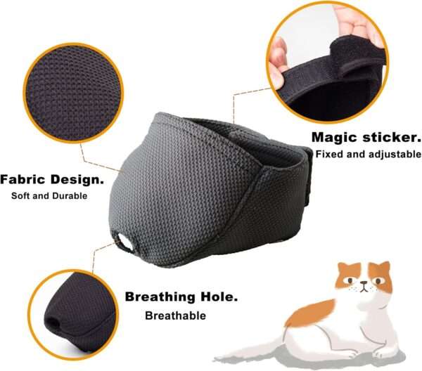 Bozal de tela suave y flexible para gatos.