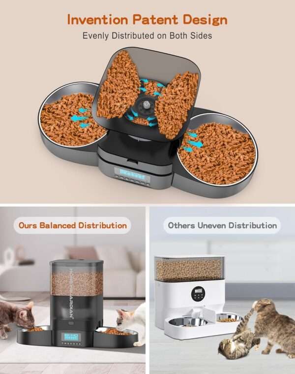 Comedero automático para 2 gatos, programable, con cuenco doble de acero inoxidable, ideal para Chile.
