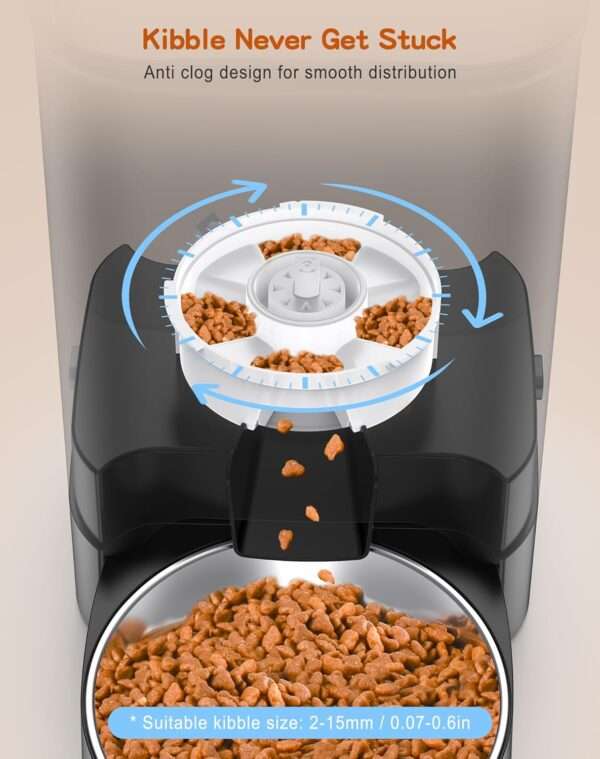 Comedero automático para 2 gatos, programable, con cuenco doble de acero inoxidable, ideal para Chile.