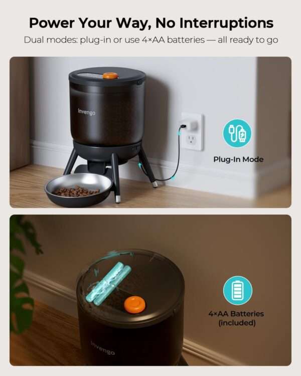 Comedero automático para gatos, programable, con doble fuente de alimentación y capacidad de 3 litros en Chile.