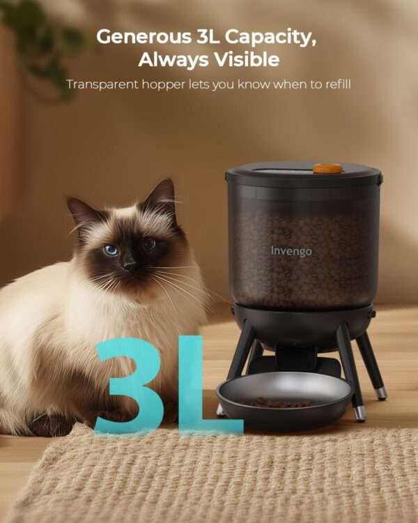 Comedero automático para gatos, programable, con doble fuente de alimentación y capacidad de 3 litros en Chile.