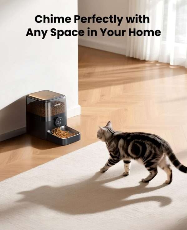 Comedero automático para gatos, programable, con capacidad de 3 litros, ideal para croquetas grandes en Chile.