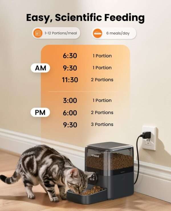 Comedero automático para gatos, programable, con capacidad de 3 litros, ideal para croquetas grandes en Chile.
