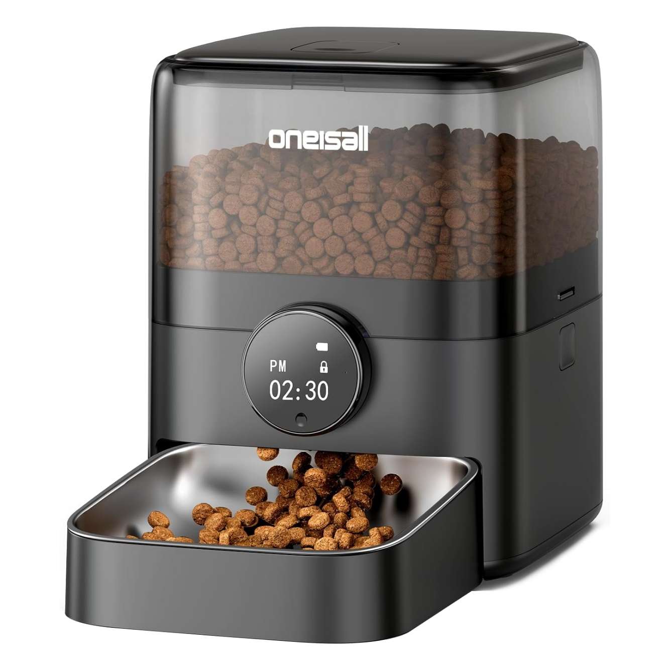 Comedero automático para gatos, programable, con capacidad de 3 litros, ideal para croquetas grandes en Chile.