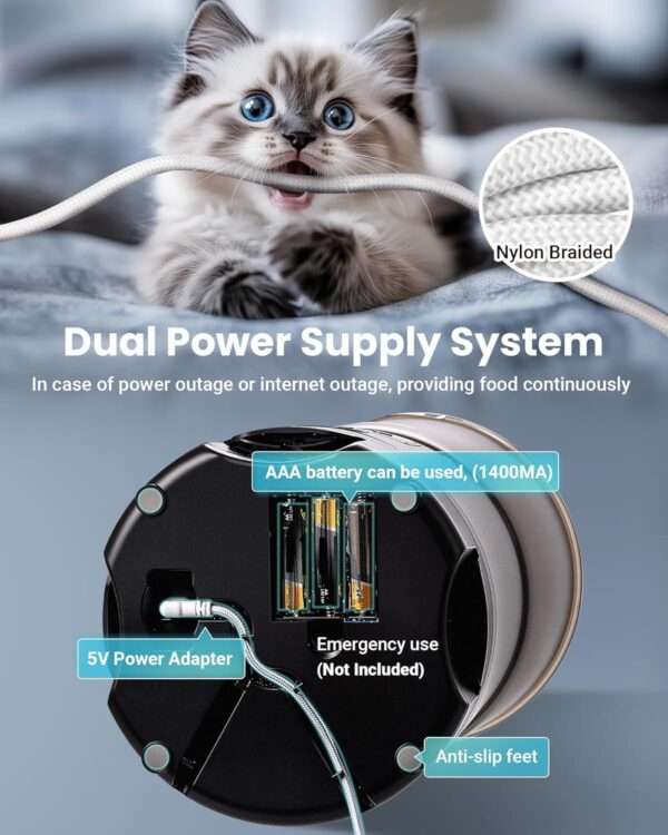 Comedero automático para 3 gatos, capacidad de 6 litros, con sistema anti-atascos y Wi-Fi en Chile.
