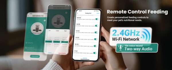 Comedero automático para 3 gatos, capacidad de 6 litros, con sistema anti-atascos y Wi-Fi en Chile.