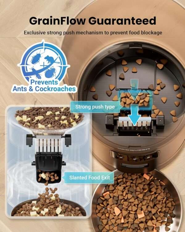Comedero automático para 3 gatos, capacidad de 6 litros, con sistema anti-atascos y Wi-Fi en Chile.