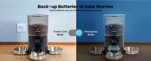 Comedero automático para 3 gatos, capacidad de 6 litros, con sistema anti-atascos y Wi-Fi en Chile.