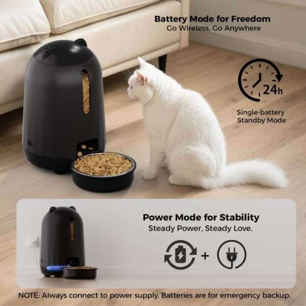 Comedero automático Wi-Fi para gatos, capacidad de 3 litros, con doble fuente de alimentación para Chile.
