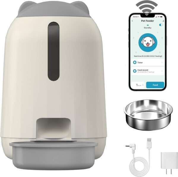 Comedero automático Wi-Fi para gatos, capacidad de 3 litros, con doble fuente de alimentación para Chile.